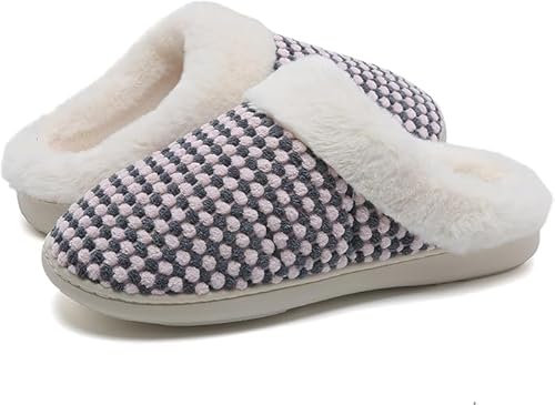 Pantuflas de invierno para hombre y mujer, espuma viscoelástica, cómodas, de felpa, para el hogar, Ss Rose Grey, 38/39 EU