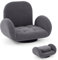 GOPLUS Silla de Suelo Plegable, Silla para Juegos con Respaldo Ajustable en 3 Posiciones y Reposabrazos de 5 Posiciones, Sofá Suelo de Tela para Leer Salón Dormitorio Oficina (con Base Giratoria)