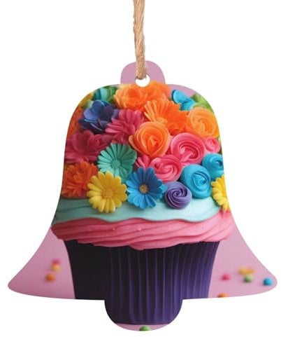 Bunte Cupcake-Regenbogen-Blume, Kuchendruck, Holz, Weihnachtsschmuck, Holz, für Bastelarbeiten, Tafelaufsätze, Feiertags-Hängedekorationen