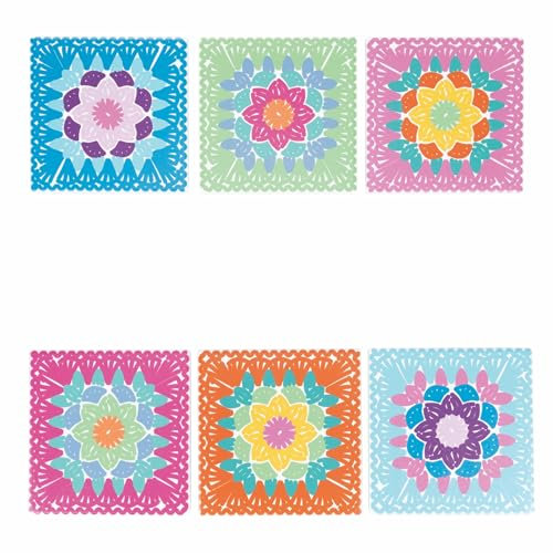 Villa d'Este Home Tivoli Lot de 6 carreaux décoratifs en céramique, fond en liège, 20 x 20 cm, crochet