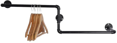 Tidy Rails, Wandkleidung mit montierter Kleidung, 35-Zoll-Z-Form-Industriekleidung, Metall Heavy Duty-Kleidung, hängende raumsparende Kleiderschiene für den Schranklager