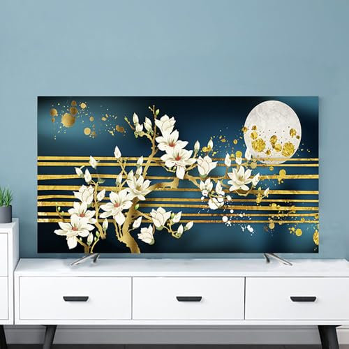 Hixingo Cubierta Antipolvo para TV, Universal Funda para Televisor Elástico Protector para Smart TV, Cubierta de Televisión Pantalla de Funda 32-80 (80(188x110cm),Melocotón Lunar)