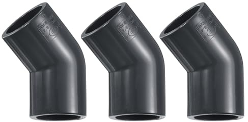 sourcing map 3 raccordi per tubi in PVC a gomito da 45 gradi da 3/4 di pollice a 2 vie per mobili in PVC ad angolo di uscita laterale a gomito per fognature idrauliche tubo di scarico forniture