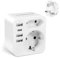 Carehabi Adattatore spina inglese, spina inglese adattatore francese con 3 USB-A e 1 USB-C, adattatore tipo G, adattatore UK, adattatore spina irlandese, spina tipo G per Inghilterra Malta Malesia
