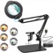 Tischlupe mit Lampe eSynic LED Lupenleuchte – 8X Vergrößerung, 84 LEDs, 10 Helligkeitsstufen, 5 Farbtemperaturen, USB-Betrieb, 50 cm Flexarm, Tisch- oder Klemmbasis