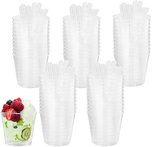 HAOYULUO 50 Stück DessertgläSer Plastik,200ML Dessertbecher Plastik Wiederverwendbar,Desert Becher Klare,Desserttasse für DIY Desserts, Eis, Pudding, Mousse und Partys mit der Familie