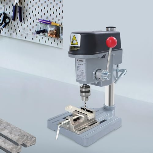 Mini Bench Drill Press 340W Corded Mini Table Drill DIY Portable Bench Drilling Machine with 3-Level Speed Adjustment (1-10mm Clamping; 25mm Max. Drilling Depth)