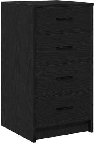 vidaXL Modernes Schwarz-Eichen Sideboard Mit 4 Schubladen Holzwerkstoff Mattes Finish Stylische Möbel Für Esszimmer Hausorganisation Vielseitige Innenaufbewahrungslösung Schrank Zeitgenössisch