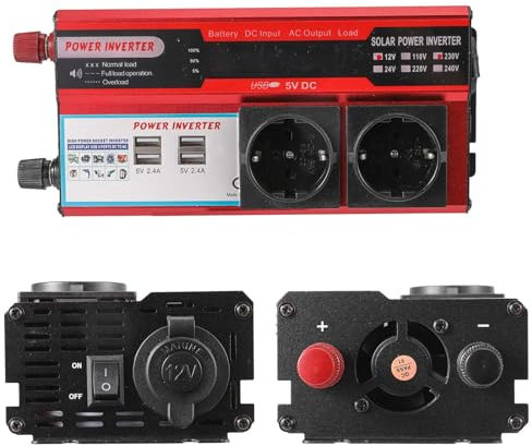 Convertitore 4000W-DC 12V a AC 220V/230V inverter di tensione inverter con 4 porte USB, schermo LED, 2 prese EU, per auto campeggio viaggi emergenza
