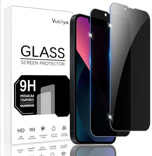 Vuciya 2 Pack Antiespia Protector para iPhone 16e/iPhone 13/iPhone 13 Pro Privacidad Cristal Templadode Pantalla,Sin Burbujas,Dureza 9H,Antiarañazos, Antihuellas