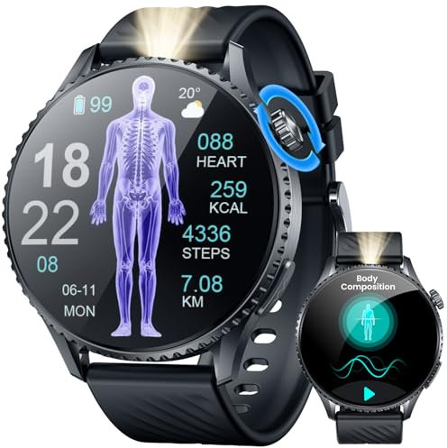 Montre Connectée Homme ECG Smartwatch: Montre Intelligente Homme AMOLED de 1.56 Moniteur de 𝐆𝐥𝐲𝐜é𝐦𝐢𝐞 HRV Appel Bluetooth Led Lampe de Poche Étanche Fitness Tracker Sport Watch pour Android iOS