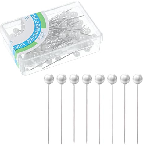 100 Stück Stecknadeln mit Perlkopf Nähnadeln Stecknadeln mit Kopf Lang Gerade 38 mm Nähstifte Pins für Hijab Sewing Schneiderhandwerk Dekorationen Craft Jewelry Komponenten