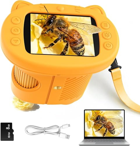 Yidoroye Microscope Enfant, 1000X Microscope Numérique pour Enfants(Orange) | Pour Enfants, Grossissement 1000X, Usage Éducatif