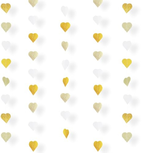 Deko Girlande, Hängende Girlande | Gold Liebe-Herz Party Deko, Hängend Herzgirlande, für Jahrestag, Bachelorette, Verlobung, Valentinstag