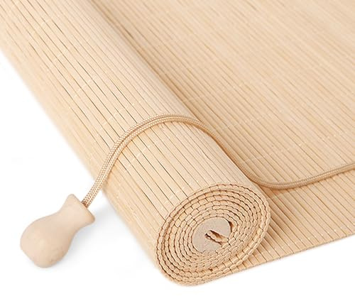 Redfire 90x200cm Natürlich Bambusrollo,Retro Bambus Rollo,Bambus Rollos Innen,Natur Holzrollos,Bambus Sichtschutz Rollo ohne Bohren,Anpassbar,für Fenster und Türen,Naturholzfarbe