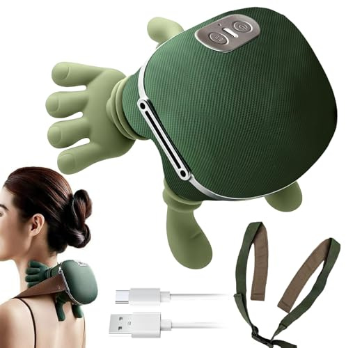 4D Nackenmassagegerät Kabellos, Wiederaufladbarer Nackenmassagegerät mit Wärme, U Förmiges Schultermassagegerät mit 3 Massagefunktionen und 2 Heizstufen, Geschenke für Familie & Freunde