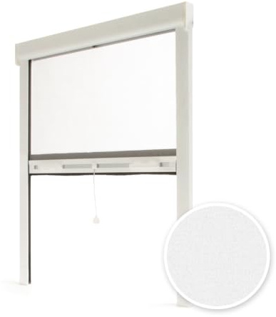 Avosdim Store moustiquaire fenêtre Alu Luxe - H220 x L125cm recoupable - Blanc texturé 9010 - Protection contre les insectes