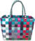 normani® Einkaufstasche Shopper geflochten aus Kunststoff - robuster Strandkorb Vintage Style 38cm x 25cm x 28cm Farbe Classic/River