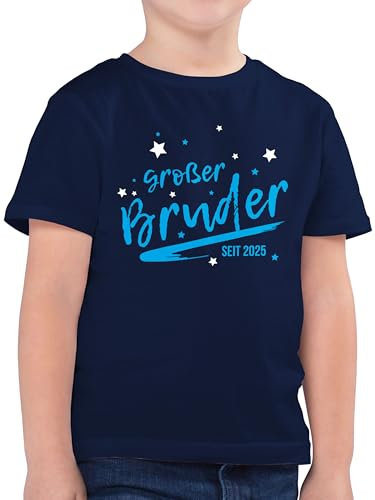 Kinder T-Shirt Jungen - Großer Bruder seit 2026 Sterne - 140 (9/11 Jahre) - Dunkelblau - 2022 Pullover Big Brother Tshirt große brüder großen Shirt großer+Bruder+Shirt Bruder groser