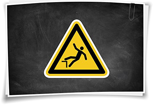 Medianlux Warnhinweis W008 Warnung vor Absturzgefahr Aufkleber Piktogramm Hinweis Absturz, 5cm - 3 Stück