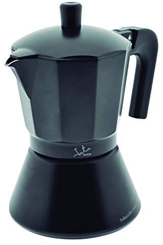 Jata Hogar Caffettiera Italiana Full Induction, Alluminio, Nero, 12 tazas
