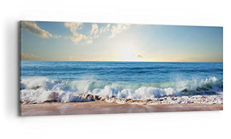 Quadri Moderni su Tela 120x50 cm Stampe da Parete Paesaggi Marino - 3551 | Mare Bordo Acqua Quadro Decorativo Grande 1 pezzo Soggiorno Camera da Letto Arte da Parete Decorazione da Parete ARTTOR