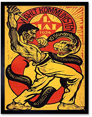Wee Blue Coo Propaganda Vote Communist Capitalism Communism Snake Germany Art Print Framed Poster Wall Decor Kunstdruck Poster Wand-Dekor-12X16 Zoll