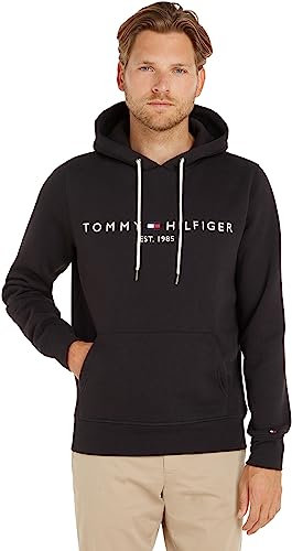 Tommy Hilfiger Herren Hoodie Core Tommy Logo mit Kapuze, Schwarz (Jet Black), XS