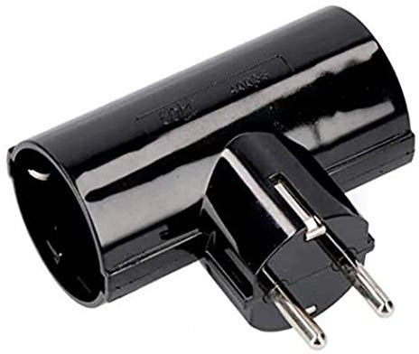 MULTIPRESA ADATTATORE DOPPIA PRESA CON SPINA + 2 PRESE SCHUKO FRANCO TEDESCA NERA