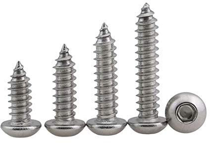 Dreneco Tornillos Autorroscantes Tornillos para Madera Tornillos de Cabeza Allen de Redonda de Acero Inoxidable, M3×6mm,50 pcs