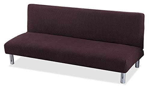 PETCUTE Sofabezug ohne armlehne schlafsofa bezug ohne armlehne futonbezug Stretch sofahusse ohne armlehne sofaüberwurf Dunkelbraun