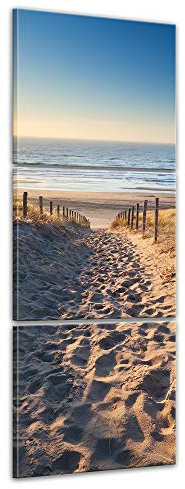 Bilderdepot24 Wandbild - Weg zum Strand 60x180 cm mehrteilig Großformat - Leinwanddruck Wohnzimmer - Düne mit Strandgräsern