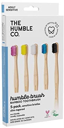The Humble Co. Bambus-Zahnbürsten (5er-Pack) Ultra weiche borsten - Zahnbürsten für professionelle Mundpflege, Zahngesundheit und Zahnfleischpflege, BPA-frei