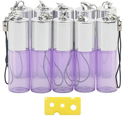 Newzoll Glass Roll-on Bottles Set, 10Pcs 5ml Roller Bottles with Opener, Stainless Steel Roller Balls Roller Bottles Vials for Essential Oil Fragrance Perfume Aromatherapy Lip Balms, Purple