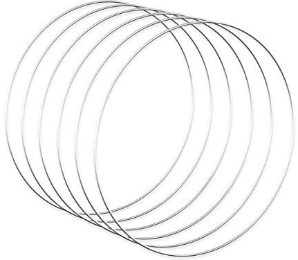 Worown 6 Stück Silber Metallringe, 30 cm ø, Stärke ca. 3 mm, Metallringe zum Basteln, Drahtringe zum Basteln für Wickeltechnik, Traumfänger, Floristik, Hochzeitskranz