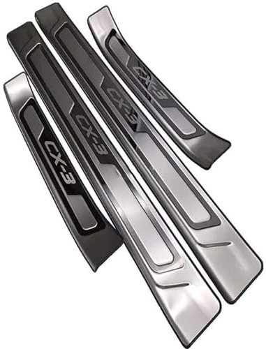Door Sill Guard Scuff Plate for Mazda CX3 CX 3 2014-2019, Stainless Car Door Entry Guards Cover Protector Threshold Kick Plates Welcome Pedal Plate Car Styling Accessories, 4pcs
