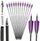 SHARROW 32 Zoll Carbon Pfeile für Bogenschießen Spine 500 Kohlenstoffpfeil Jagd Bogen Pfeile Jagdpfeile mit 4 Zoll Natürliche Federn für Pfeil Und Bogen Recurvebogen Compoundbogen (Lila, 6P)