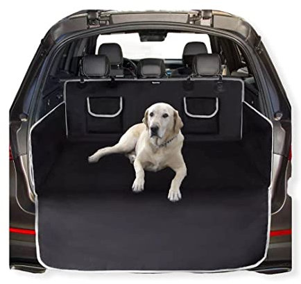 Green Globe Dog Car Boot Liner Protector | Waterproof Nonslip Pet Car seat Cover | Universal Trunk Blanket with Side Protection and Bumper Protection (Dog Cover Gray)