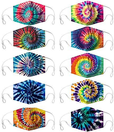 Stoffmaske für Damen, wiederverwendbar, Hautpflege, verstellbare Ohrschlaufen, Filter, Nase, Draht, Batik, 6, 10 Stück
