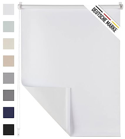 Blumtal Verdunklungsrollo 85 x 130-155 cm im 2er Set - Klemmfix Rollo ohne Bohren - Thermorollo Klemmfix - Fensterrollo Innen für Fenster und Türen - Klemmrollo - Sichtschutz Rollo in Weiß