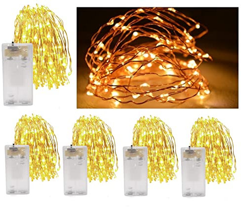 Vanorell 5 x 40 LED Drahtlichterkette KUPFERDRAHT Draht Lichterkette Warmweiß Lichterkette Lichterkette Lämpchen Batterie batteriebetrieben 3 x AA