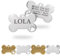 Ibera Gifts - Chapa Perro Grabada De Acero Inoxidable En Forma De Hueso, Tamaño 37 x 24 mm, Placa Perro Personalizada Para Perros Medianos Hasta Grandes (Gr. 1 Huella)