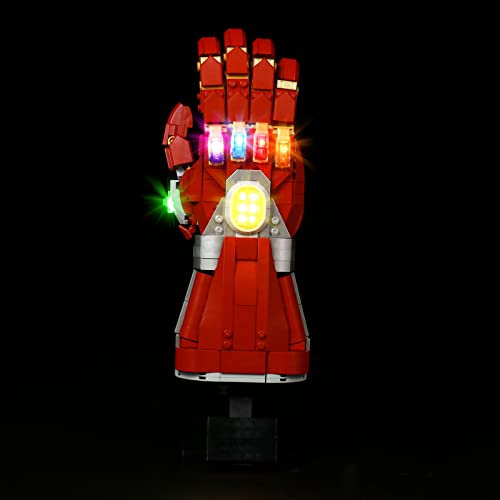 LocoLee Led Licht Set Kompatibel mit LEGO Iron Mans Nano Handschuh (Kein LEGO-Set), Led Beleuchtungs Set Compatible with LEGO 76223 Nano Handschuh Infinity - Nur Lichter Set (Standard Version)