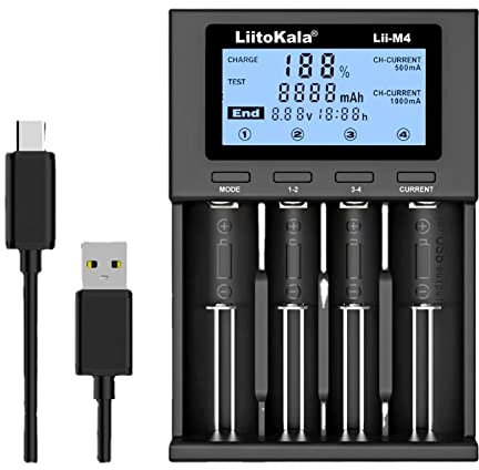 Chargeur de batterie 4 baies 18650, capacité de test, écran LCD, charge rapide, chargeur de batterie universel pour piles 3,7 V 26650 18650 18350 20650 14500 18500 1,2 V AA AAA C SC