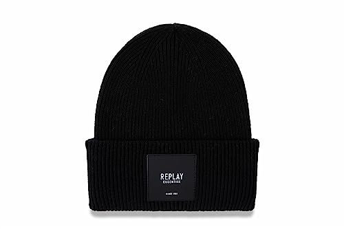 Replay Unisex Mütze Strickmütze aus Kaschmir, Black 098 (Schwarz), Onesize