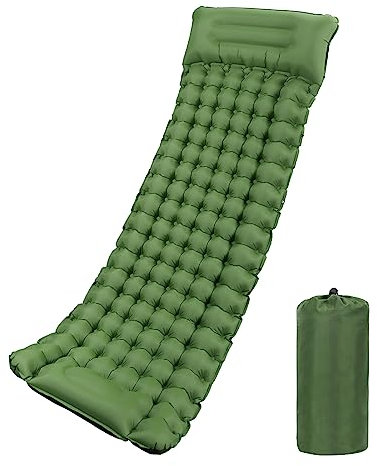 Isomatte Camping Selbstaufblasend Outdoor,WolinTek Aufblasbare Matratze Dick Wasserdicht Schlafmatte Selbstaufblasbare Luftmatratze mit Kissen Faltbar Iso Matte für Wandern Reisen Strand Zelt (Green)