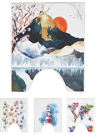 arteneur® - Tapis de WC avec découpe de 50 x 60 cm - Antidérapant - Lavable jusqu'à 40 °C - Absorbant et séchage rapide - Convient au chauffage au sol - Doux et moelleux - Tapis WC japonais