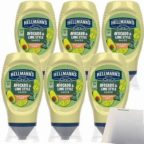 Hellmann´s Advocado & Lime Style Sauce Perfekt zu Bowls und Wraps 6er Pack (6x250ml Flasche) + usy Block