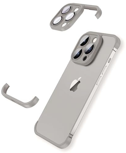 MIMGOAL Frameless Case for iPhone 15 Pro Case with Camera Protector, Soft Silicone Shockproof Phone Borderless Cover, Ultra-Thin Lightweight Bumper Frameless Slim Cover Natural Titanium Gray