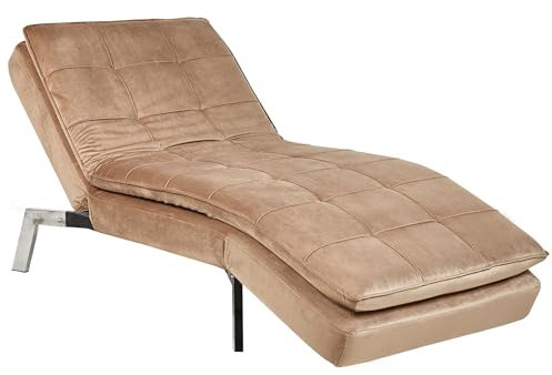 Beliani Moderne, verstellbare Chaiselongue in Braun Bezug aus Samtstoff Récamiere Loiret